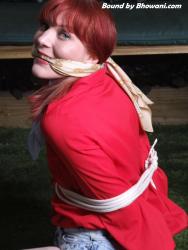 Photo of Kitty Quinzell in bondage.