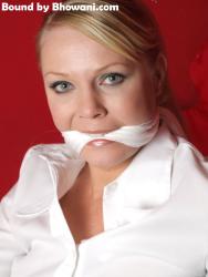 Photo of Abigail Toyne in bondage.