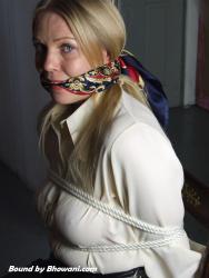 Photo of Abigail Toyne in bondage.