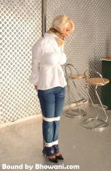 Photo of Lana Cox in bondage.