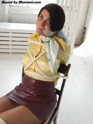 Photo of Sarah Wild in bondage.